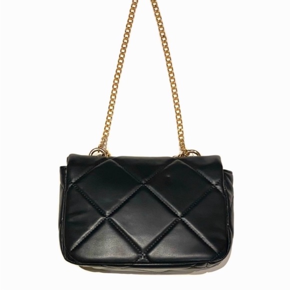 Badgley Mischka Black Gold Chain Quilted Crossbody Bag NWT - Picture 7 of 13